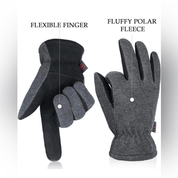 ❄️OZERO Thermal Deerskin Suede Leather Palm Gloves, UNISEX❄️ NWT💥 - Picture 4 of 14